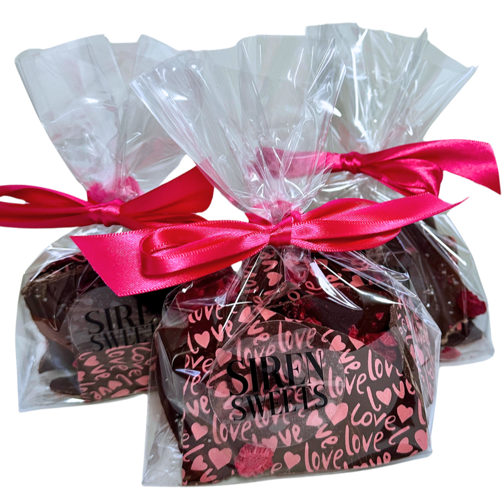 Vegan Dark Chocolate Raspberry Sea Salt Bark | Valentine's Gift- 4oz Bag